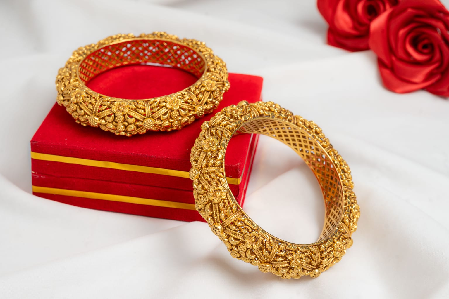 Gold Bangles (22k) Flower design  - Bangles - Best Jewelry Shop Nepal - Shagoon Jewellers Kathmandu
