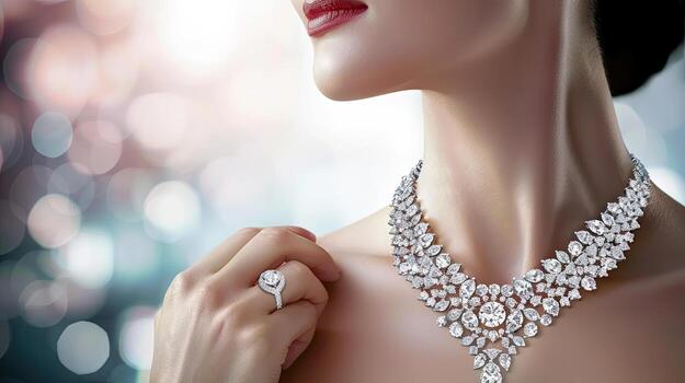 Diamond Necklace and Ring - Best Jewelry Shop in Nepal - Shagoon Jewellers Kathmandu